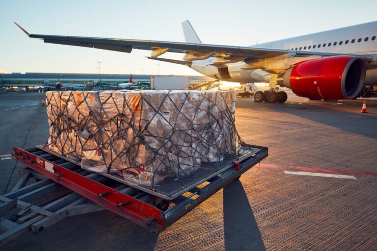Air cargo being loaded onto an aircraft